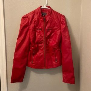 Rue 21 red faux leather jacket size medium petite